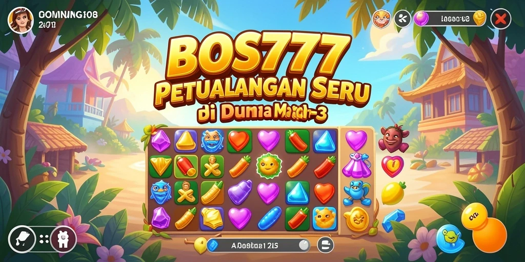 Screenshot utama BOS777 menampilkan gameplay Match-3 yang seru dan mengasyikkan.