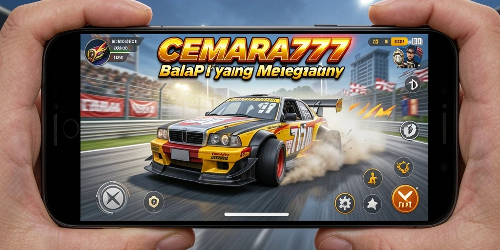 Screenshot gameplay CEMARA777 menampilkan aksi balap seru di lintasan.
