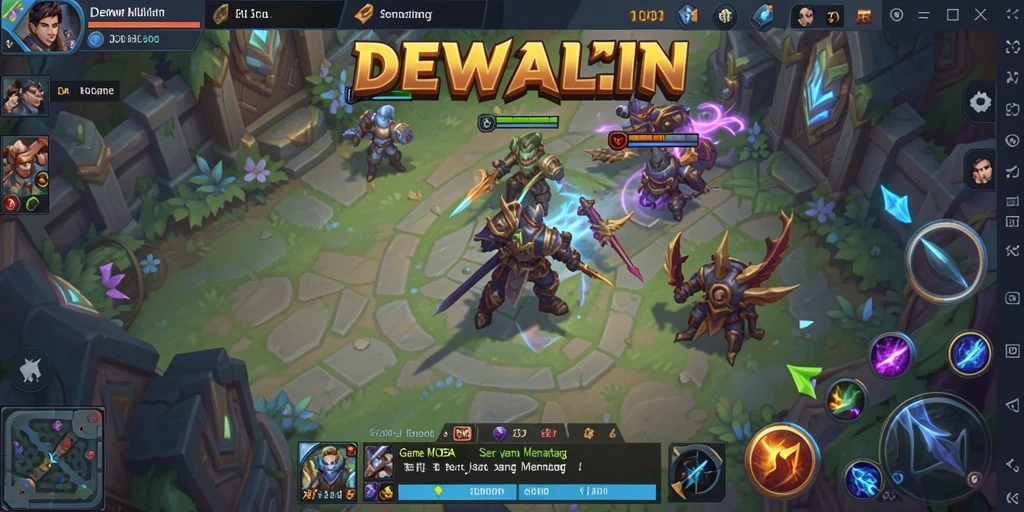 Screenshot gameplay DEWALIN menampilkan pertarungan intens di arena.