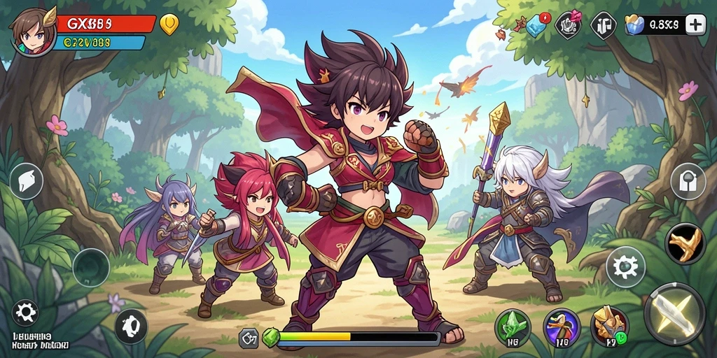 Screenshot menampilkan karakter anime dalam aksi pertarungan yang seru.
