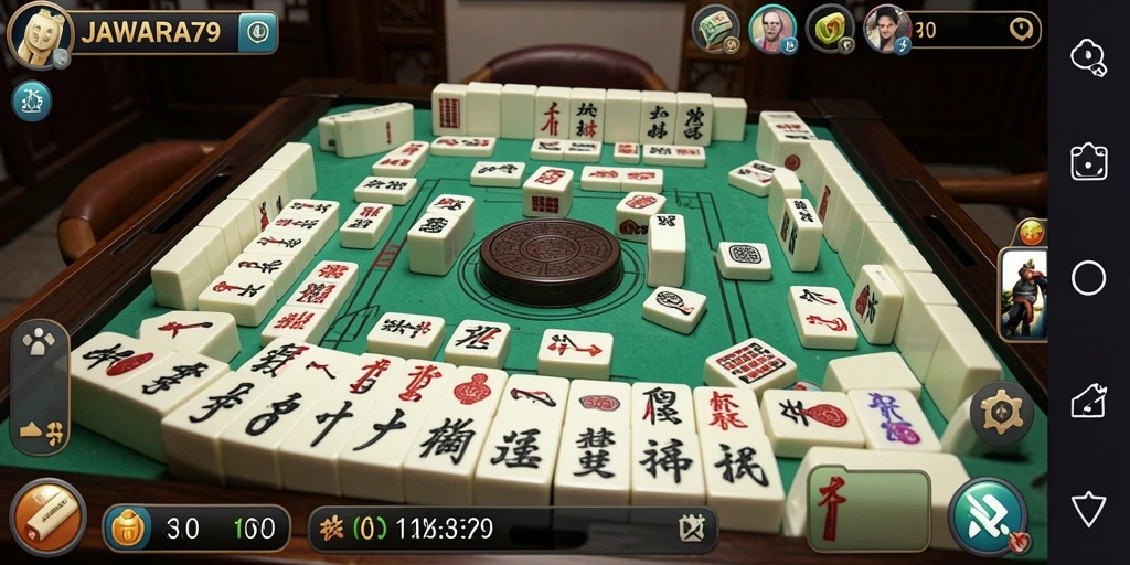 Tampilan gameplay Mahjong yang seru dan menantang di JAWARA79.