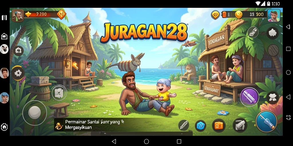 Tampilan gameplay seru JURAGAN28 yang penuh warna.