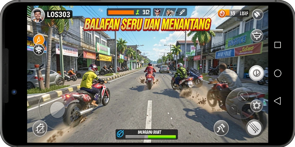 Gameplay menegangkan dengan mobil berkecepatan tinggi di LOS303.