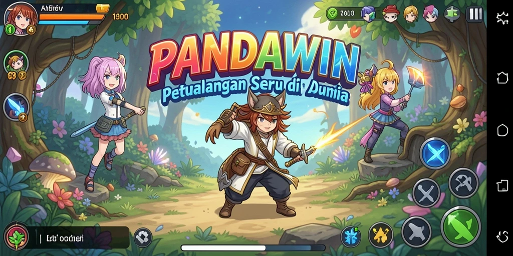 Gameplay seru PANDAWIN dengan karakter anime yang beraksi.