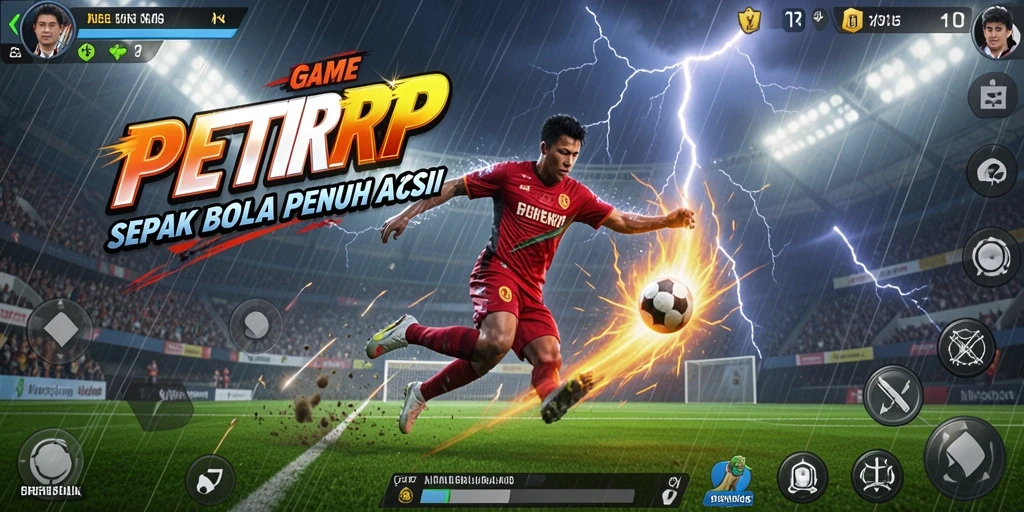Tampilan menarik gameplay <strong>PETIRRP</strong> yang penuh aksi dan strategi sepak bola.