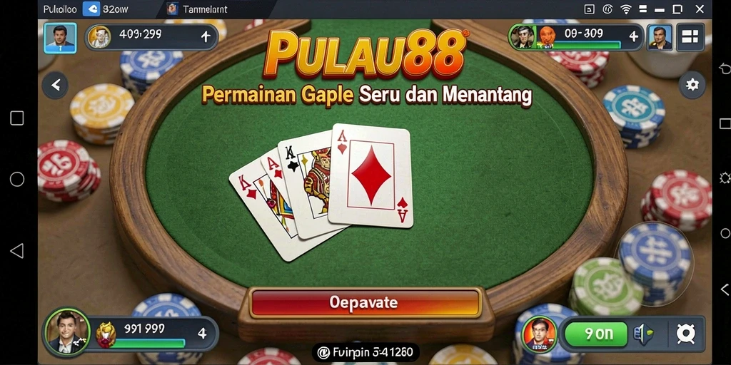 Tampilan screenshot permainan Gaple PULAU88 yang menarik dan seru.