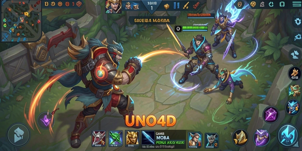 Tangkapan layar gameplay seru dari permainan MOBA UNO4D.