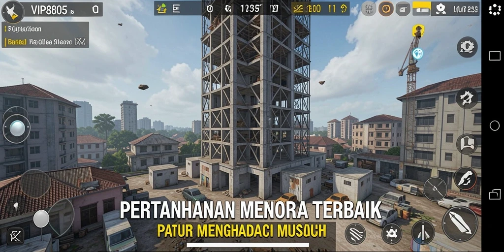 Tampilan menegangkan dari gameplay Tower Defense VIP805.