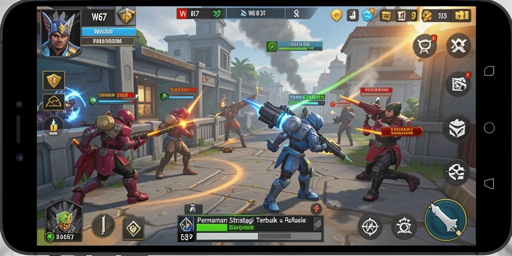 Tangkapan layar gameplay W67 menampilkan taktik pertarungan yang menarik.